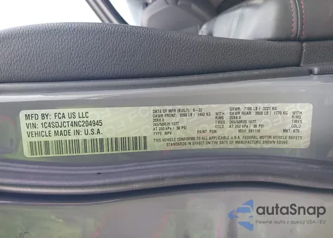 2022 Dodge Durango R/T Awd from USA, damaged, VIN 1C4SDJCT4NC204945